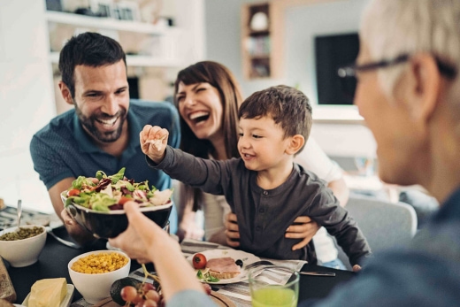 family eating dinner together